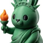 Liberty Bunny Figurine – Cute Statue of Liberty Rabbit Collectible, Kawaii Animal Decor for Desk, Shelf or Gifting – 3D Printed in Canada