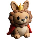 Majestic Lion Bunny Figurine – Cute King Animal Collectible with Crown and Cape – Fantasy Desk Companion Gift for Teens & Adults