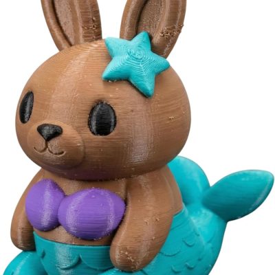 Mermaid Bunny Figurine – Ocean-Themed Fantasy Animal Sculpture – Adorable Shelf Decor or Desk Companion for Teens & Adults — 3D Printed Collectible by 3DCentral