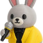 Microphone Bunny Collectible Figurine - Unique Desk Decor for Adults