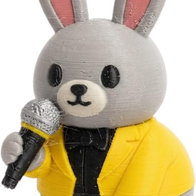Microphone Bunny Collectible Figurine - Unique Desk Decor for Adults — 3D Printed Collectible by 3DCentral