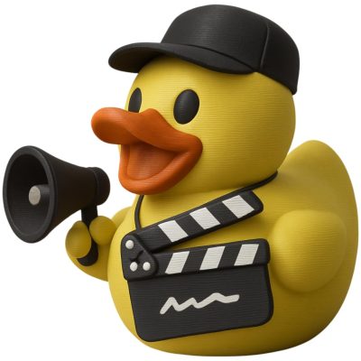 Movie Director Duck Figurine with Megaphone & Clapperboard – Cinema Lover Gift or Desk Décor — 3D Printed Collectible by 3DCentral