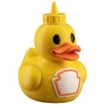Mustard Duck Figurine – Funny Yellow Duck Decor with Mustard Cap & Label – Quirky Collectible Gift for Desk, Shelf, or Bathroom Display – 3D Printed in Canada