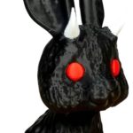 Mystic Demon Bunny Figurine – Gothic Rabbit with Horns and Red Eyes – Fantasy Creature Desk Decor or Collectible