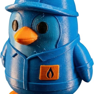 Natural Gas Worker Penguin Figurine – Funny Blue Safety Mascot for Desk Decor, Collectors & Energy Fans — 3D Printed Collectible by 3DCentral