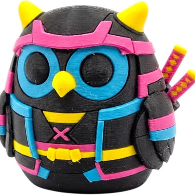 Neon Street Samurai Owl Collectible Figurine - Unique Desk Decor for Adults — 3D Printed Collectible by 3DCentral