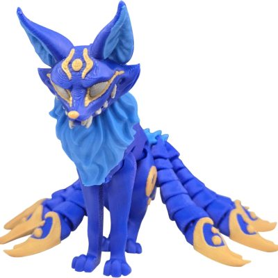 Twisty Kitsune Fox Figurine – Articulated Nine-Tailed Japanese Fox Spirit Statue – Demon Fox Collectible Mythical Desk Ornament & Home Decor — 3D Printed Collectible by 3DCentral