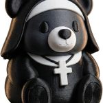 Nun Bear Figurine – Cute Gothic Catholic-Inspired Teddy Cub Statue for Shelf, Desk or Altar Décor – Funny 3D Printed Collectible Gift for Adults & Teens