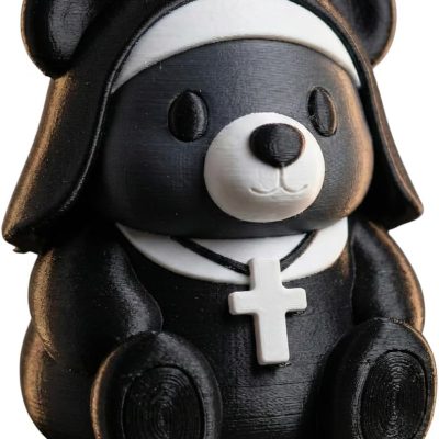 Nun Bear Figurine – Cute Gothic Catholic-Inspired Teddy Cub Statue for Shelf, Desk or Altar Décor – Funny 3D Printed Collectible Gift for Adults & Teens — 3D Printed Collectible by 3DCentral