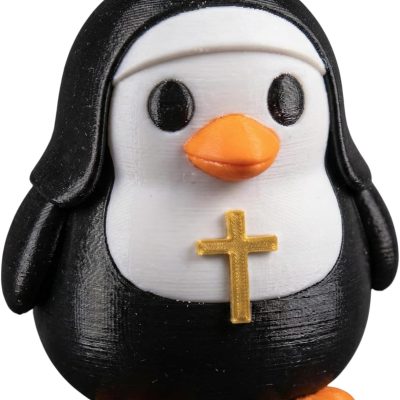 Nun Penguin Figurine – Funny Religious Penguin Collectible for Shelf or Desk Decor, Catholic Gift Idea for Adults — 3D Printed Collectible by 3DCentral