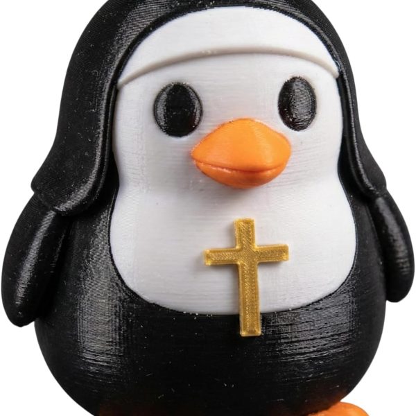 Nun Penguin Figurine – Funny Religious Penguin Collectible for Shelf or Desk Decor, Catholic Gift Idea for Adults – 3D Printed in Canada — 3D Printed Collectible by 3DCentral