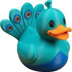Peacock Duck Figurine – Whimsical Hybrid Bird Sculpture, Bright Colorful Desk Decor, Unique 3D Printed Rubber Ducky Alternative