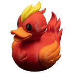 Phoenix Duck Figurine – Fire Element Rubber Duck-Inspired Display Sculpture for Desk, Shelf or Collectible Display