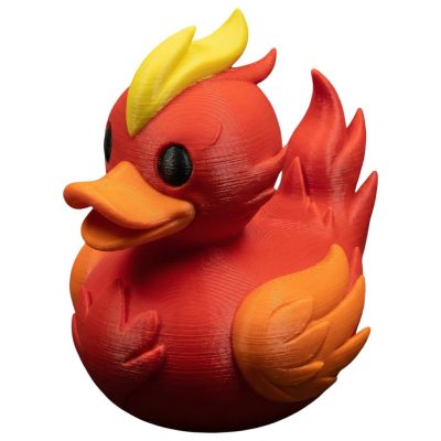 Phoenix Duck Figurine – Fire Element Rubber Duck-Inspired Display Sculpture for Desk, Shelf or Collectible Display — 3D Printed Collectible by 3DCentral