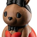 Pin-Up Bunny Figurine – Cute Collectible Bunny in Retro Red Dress with Bowtie and Ears – Desk Decoration or Shelf Display – 3D Printed in Canada
