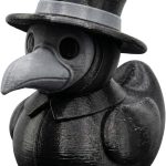 Plague Doctor Duck Figurine – Gothic Decor Duck with Beak Mask & Top Hat for Shelf Display or Collection – Spooky Oddities Rubber Duck Alternative