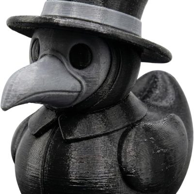 Plague Doctor Duck Figurine – Gothic Decor Duck with Beak Mask & Top Hat for Shelf Display or Collection – Spooky Oddities Rubber Duck Alternative — 3D Printed Collectible by 3DCentral