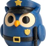 Police Officer Owl Collectible Figurine - Unique Desk Decor for Adults