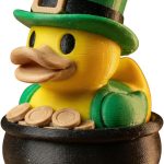 Pot of Gold Duck Figurine – Lucky Leprechaun Duck in Cauldron with Gold Coins – Festive Irish Décor, St. Patrick's Day Collectible