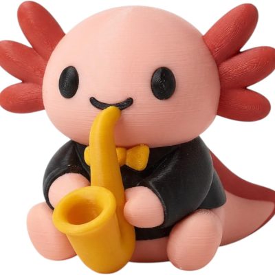 Saxophone Axolotl Collectible Figurine - Unique Desk Decor for Adults — 3D Printed Collectible by 3DCentral