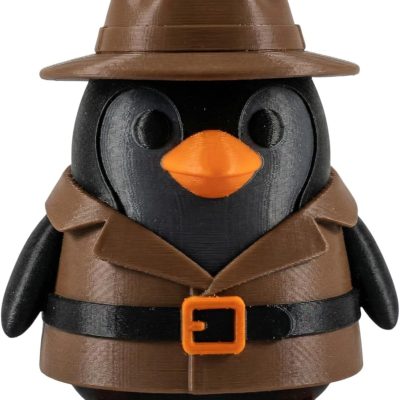 Shadow Detective Penguin Figurine – Noir-Inspired Penguin Sculpture for Desk, Shelf & Collectible Display – Cute Penguin Decor for Adults & Teens — 3D Printed Collectible by 3DCentral