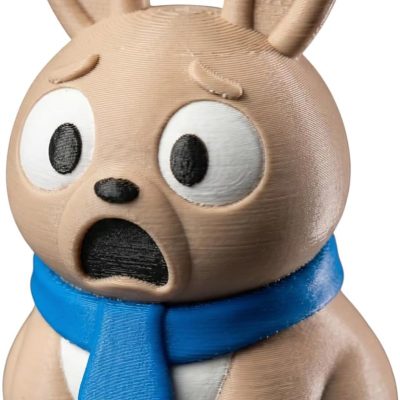 Shocked Bunny Figurine – Funny Cartoon Rabbit Collectible with Blue Scarf – Cute 3D Printed Desk Companion for Teens & Adults – Kawaii Animal Shelf Display — 3D Printed Collectible by 3DCentral