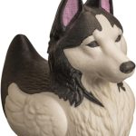 Siberian Husky Duck Figurine – Husky-Duck Hybrid with Pointed Ears & Arctic Coat – Funny Collectible Gift for Dog Lovers & Sled Dog Fans – 3D Printed in Canada (Black)