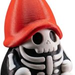 Skeleton Gnome Figurine with Red Hat – Spooky Cute Halloween Shelf Decor for Teens and Adults