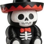 Skeleton Mariachi Teddy Bear Cub Figurine – Day of The Dead Inspired Sugar Skull Décor for Desk, Shelf, or Altar – Cute Halloween Skeleton Bear Collectible – 3D Printed in Canada