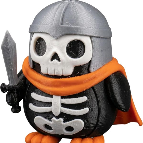 Skeleton Warrior Penguin Figurine – Viking Skeleton Bird with Sword, Collectible Fantasy Decor for Desk, Shelf or Display – 3D Printed in Canada — 3D Printed Collectible by 3DCentral