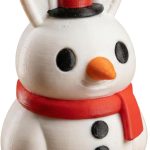 Snowman Bunny Figurine – Cute Winter Rabbit Sculpture with Top Hat and Carrot Nose – Holiday Décor or Desk Ornament – 3D Printed in Canada