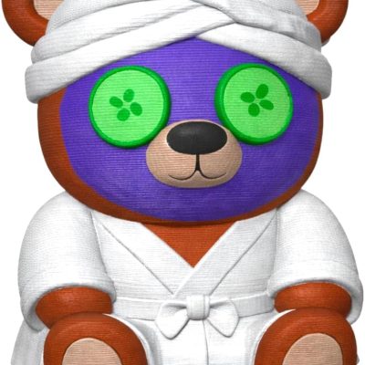 Spa Day Teddy Bear Cub Figurine with Cucumber Eyes & Robe, Relaxing Spa Decor Collectible Display Statue, Unique Gift for Wellness Lovers — 3D Printed Collectible by 3DCentral