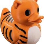 Tiger Duck Figurine – Orange Rubber Duck Inspired Tiger Decor for Desk, Shelf, or Bathroom – Cute Collectible Gift for Teens & Adults – DV