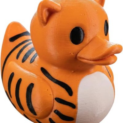 Tiger Duck Figurine – Orange Rubber Duck Inspired Tiger Decor for Desk, Shelf, or Bathroom – Cute Collectible Gift for Teens & Adults – DV — 3D Printed Collectible by 3DCentral