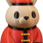 Traditional Chinese Outfit Bunny Figurine – Cute Lunar New Year Rabbit Decor, Collectible Zodiac Animal Statue, Festive Display Gift – 3D Printed in Canada