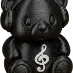 Treble Music Teddy Bear with Headphones – Musical Note Figurine for Desk, Studio or Gift – Cute Black Bear Cub Decor for Teens & Adults – 3D Printed in Canada