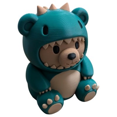 Tyrannosaurus Rex Teddy Bear Figurine – Collectible Bear in Dinosaur Costume Decor for Shelf, Desk, or Display — 3D Printed Collectible by 3DCentral