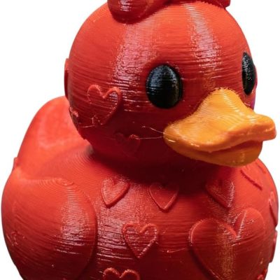 Valentine's Duck Figurine with Hearts & Bow – Cute Red Rubber Duck Style Decor for Desk, Shelf or Gift – Adorable Valentine Aesthetic Display – DV — 3D Printed Collectible by 3DCentral