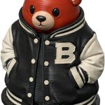 Varsity Jacket Teddy Bear Figurine – Collectible Bear Cub Statue in Letterman Coat – Desktop Décor, Shelf Accent, Gift for Bear Lovers – 3D Printed in Canada