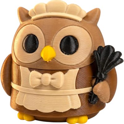 Victorian Maid Owl Collectible Figurine - Unique Desk Decor for Adults — 3D Printed Collectible by 3DCentral