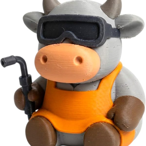 Welder Cow Collectible Figurine – Unique Desk Decor for Adults