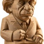 Wood Carved Albert Einstein Figurine – Wood Carved Style Science Icon Statue for Shelf or Desk | PLA Wood Collectible Décor – 3D Printed in Canada