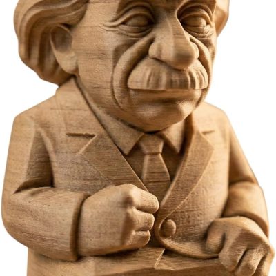 Wood Carved Albert Einstein Figurine – Wood Carved Style Science Icon Statue for Shelf or Desk | PLA Wood Collectible Décor — 3D Printed Collectible by 3DCentral