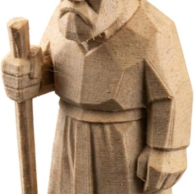 Wood Carved Before Leaving Figurine – Wood Carved Style Rustic Wanderer Collectible Sculpture for Shelf or Desk Display – Minimalist Old Man Aesthetic Art — 3D Printed Collectible by 3DCentral