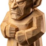 Wood Carved Demon Figurine – Wood Carved Style Horned Creature Statue for Gothic or Fantasy Décor | PLA Wood Collectible – 3D Printed in Canada