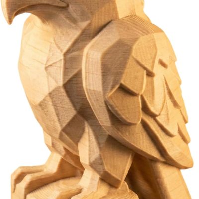 Wood Carved Eagle Figurine – Wood Carved Style Falcon Statue for Shelf Decor, Desk Accent or Collectible Gift — 3D Printed Collectible by 3DCentral