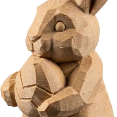 Wood Carved Easter Bunny Figurine with Egg – Rustic Wood Carved Style Collectible Décor for Spring & Holiday Display — 3D Printed Collectible by 3DCentral