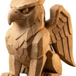 Wood Carved Griffin Figurine – Wood Carved Style Mythical Beast with Wings and Beak | PLA Wood Fantasy Creature Collectible – 3D Printed in Canada