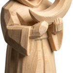 Wood Carved Lunar Guardian Figurine – Wood Carved Style Hooded Moon Priest Statue for Shelf Display, Gothic or Pagan-Inspired Décor, Celestial Collectible for Home or Altar – 3D Printed in Canada