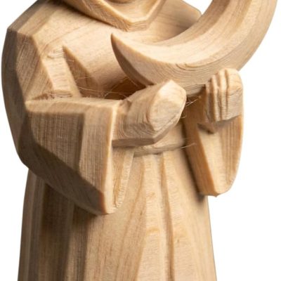 Wood Carved Lunar Guardian Figurine – Wood Carved Style Hooded Moon Priest Statue for Shelf Display, Gothic or Pagan-Inspired Décor, Celestial Collectible for Home or Altar — 3D Printed Collectible by 3DCentral